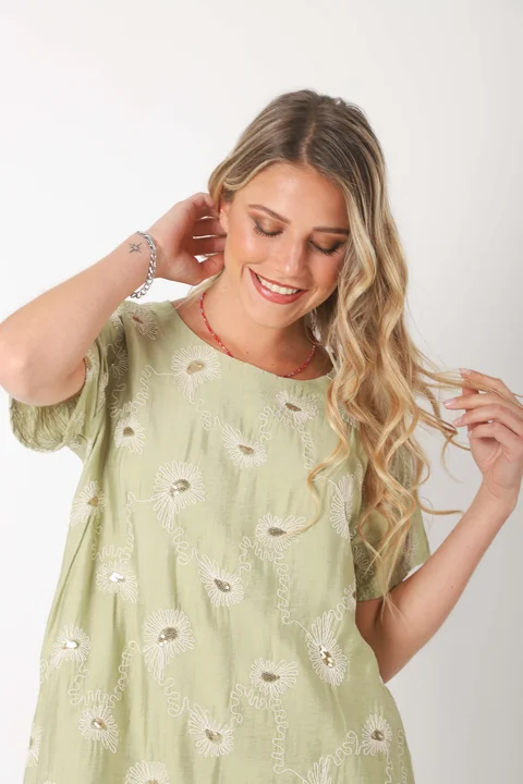  Vestido LOIRA lino c/bordado GUCH3013-1