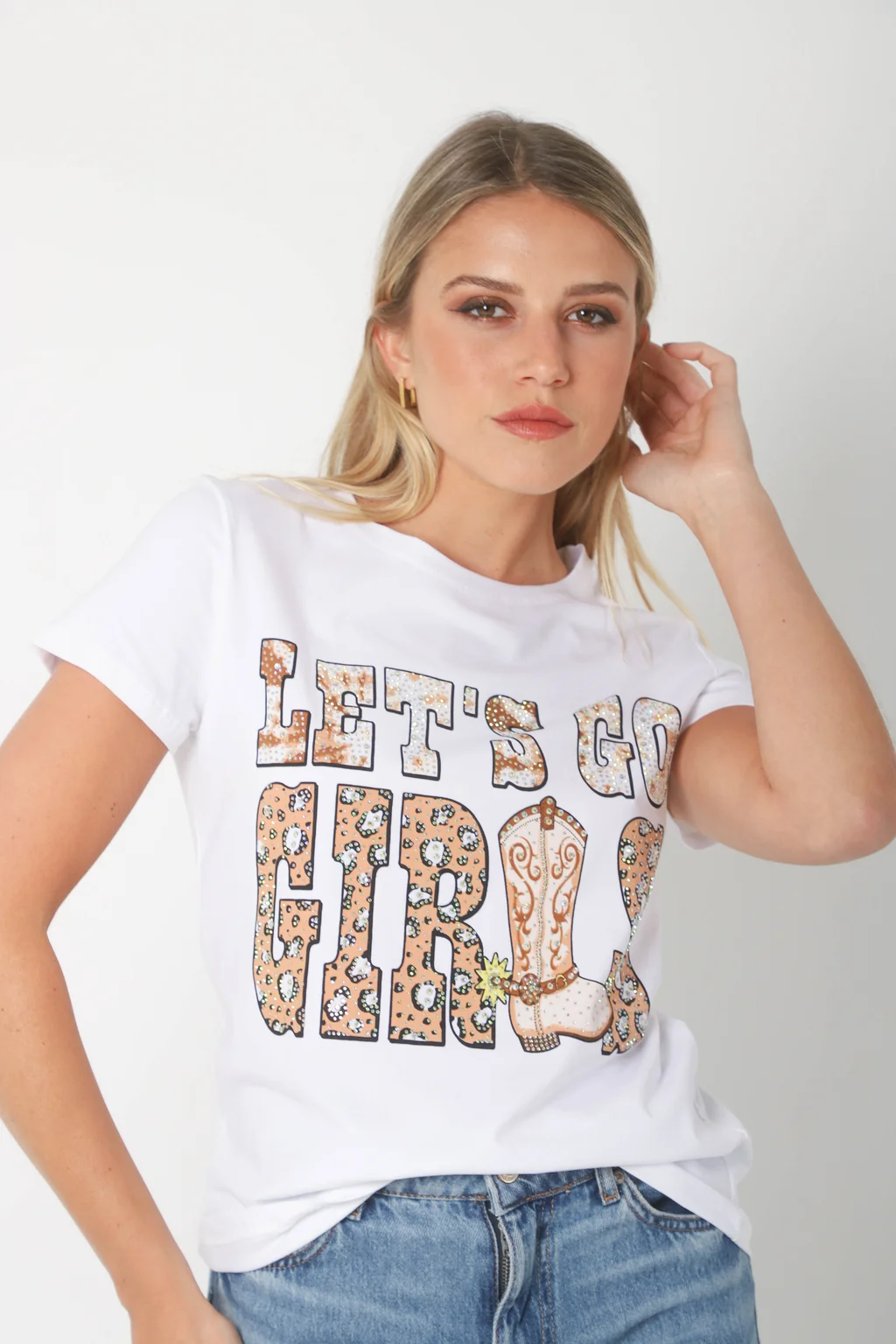 Remera LETS GO GIRLS c/ Brillos GU7479