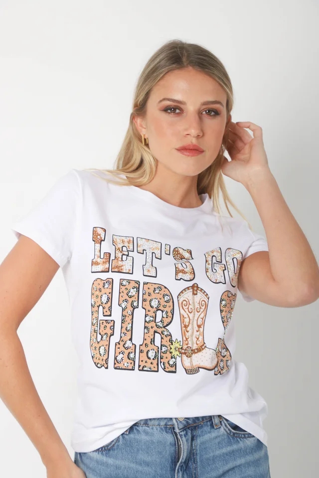 Remera LETS GO GIRLS c/ Brillos GU7479