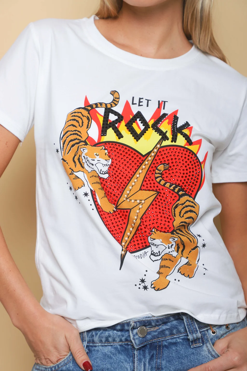 Remera LET IT ROCK c/ Strass GU5123