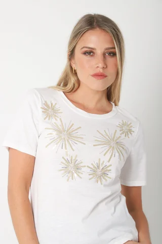 Remera SOL BRILLOS en FLAME c/ mini lentejuelas GUK70167 - Vista 3