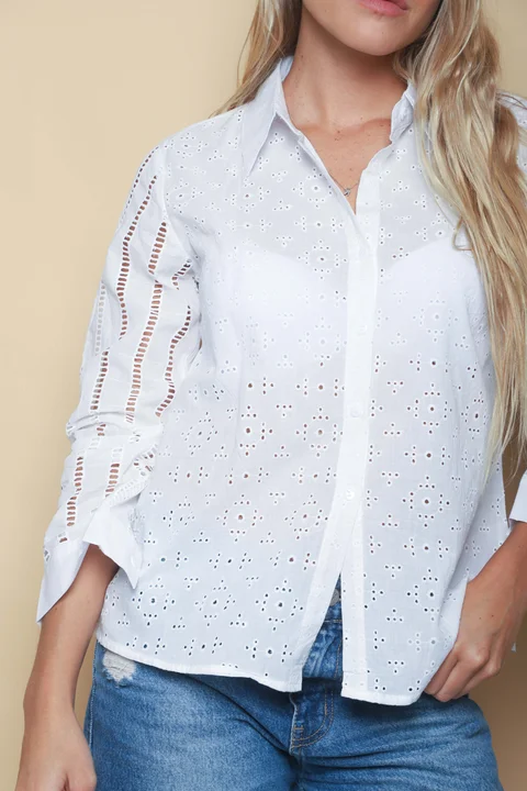 Camisa MERIDA Broderie Mangas Caladas GUK4108