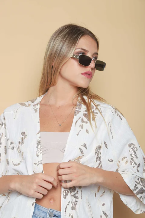 Kimono RADISON de LINO BORDADO c/Lentejuelas GU5171