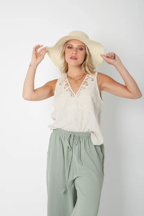 Musculosa LIBERTY de Lino BORDADA GU2525