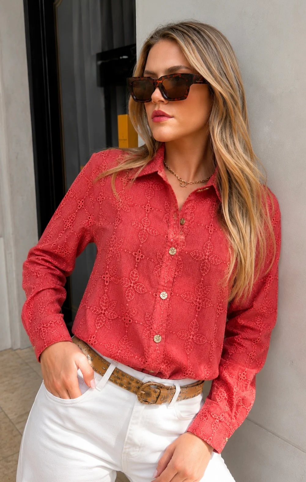Camisa KAMIL Broderie Washed GU70281
