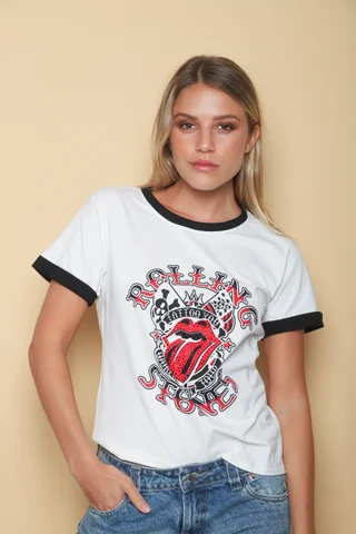 Remera ROLLING con Strass GU5111 - Vista 1