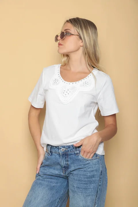 Remera JAZMIN Crochet y Piedras GUK70148