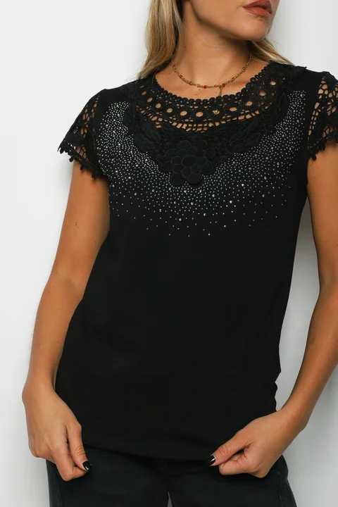 Remera ROYALTY Bordada con Strass GU356341