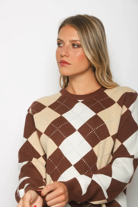 Sweater LOCH Bremer Rombo con Strass GUL840