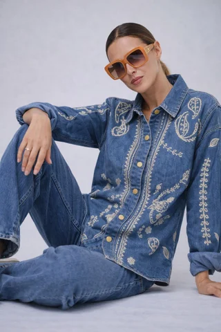 Camisaco AMPLIO GLAM Jean Bordado GU0566 - Vista 3