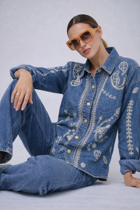 Camisaco AMPLIO GLAM Jean Bordado GU0566