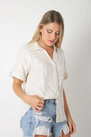 Camisa MILLIE de lino c/ Lentejuelas GU0530 - Vista 5