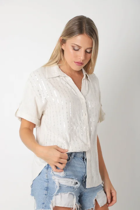 Camisa MILLIE de lino c/ Lentejuelas GU0530