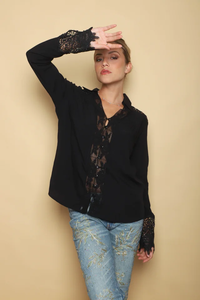 Camisa ZANETT Broderie con Encaje GUK61