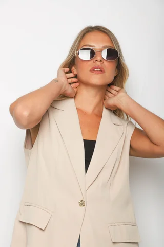 Chaleco LARGO ZEK Sastrero Forrado con Boton Brillo GUP33022 - Vista 5