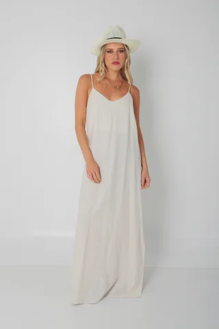 Vestido SARIS Lino Con Cordon y Tajo GU2524 - Vista 1