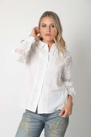 Camisa LAFINUR Lino y Broderie GUL70183 - Vista 1