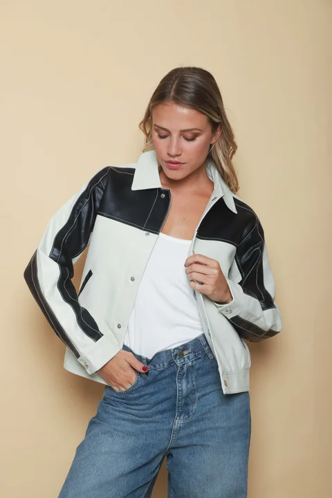 Campera California White Ecocuero Combinada GUK2042