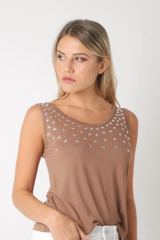 Musculosa Creppe FREURS c/ Tachas - Vista 5