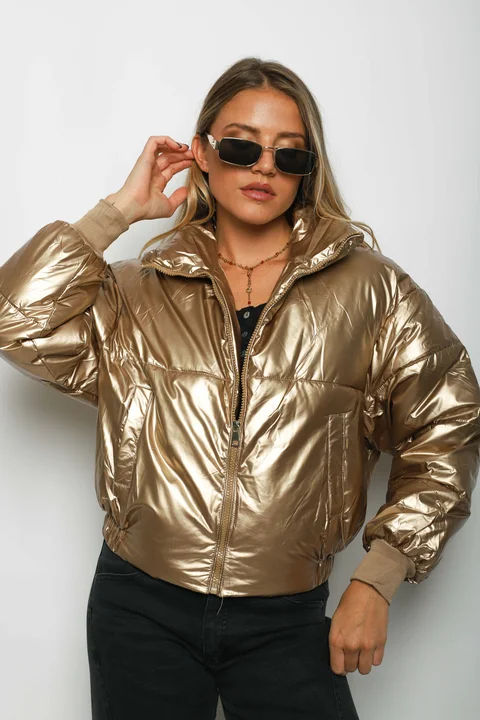 Campera Puffer Silver  Metalizada Velvet GUK2039
