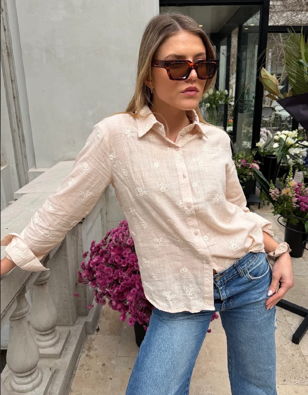Camisa ROSMARY Lino Bordada GU70242