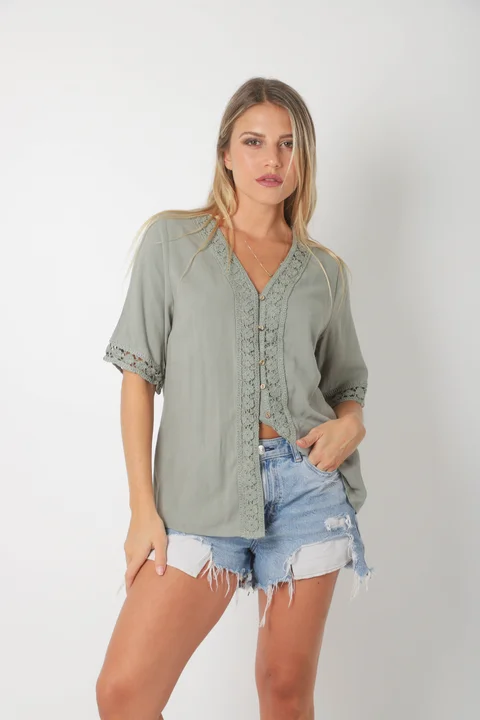 Blusa CARTER Lino c Guarda Crochet GU0528