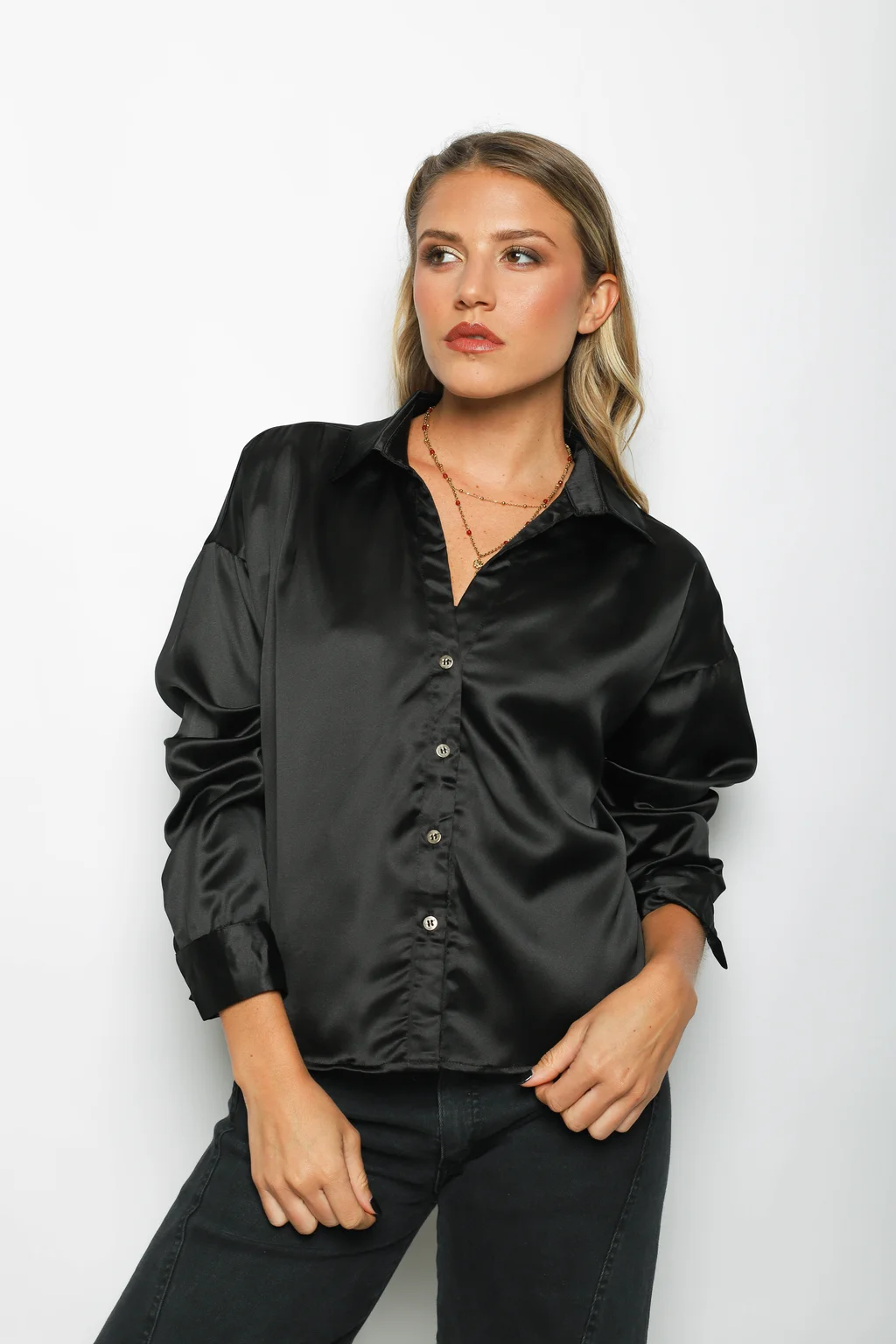 Camisa ZELENI Saten c/ Tiras para atar Atras GUK70282