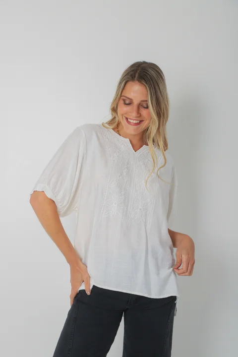 Blusa GANHA de Lino c/Bordado GU0326
