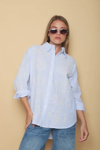 Camisa VOIRE  Rayada Bordada GU0547 - Vista 1