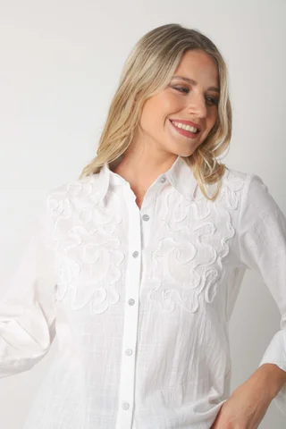 Camisa SARA Lino c/ Botones Strass GUK70144 - Vista 5