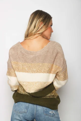 Sweater BELGIUM Rayado con Mini Lentejuelas GU88070 - Vista 5