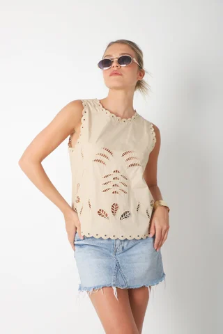 Musculosa MAJO Broderie c/bordado y calada GUK70149 - Vista 4