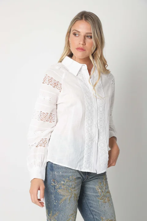 Camisa LAFINUR Lino y Broderie GUL70183