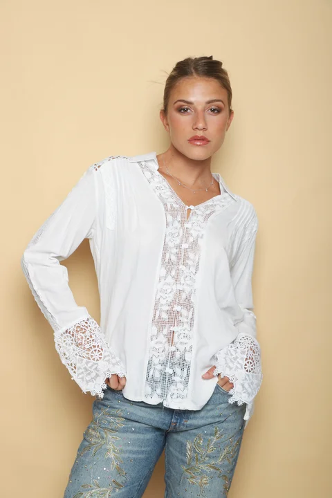 Camisa ZANETT Broderie con Encaje GUK61