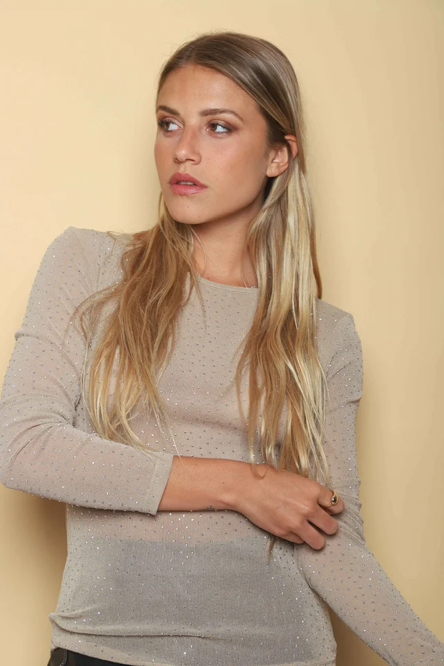 Remera LADY tull  c/strass GU32676