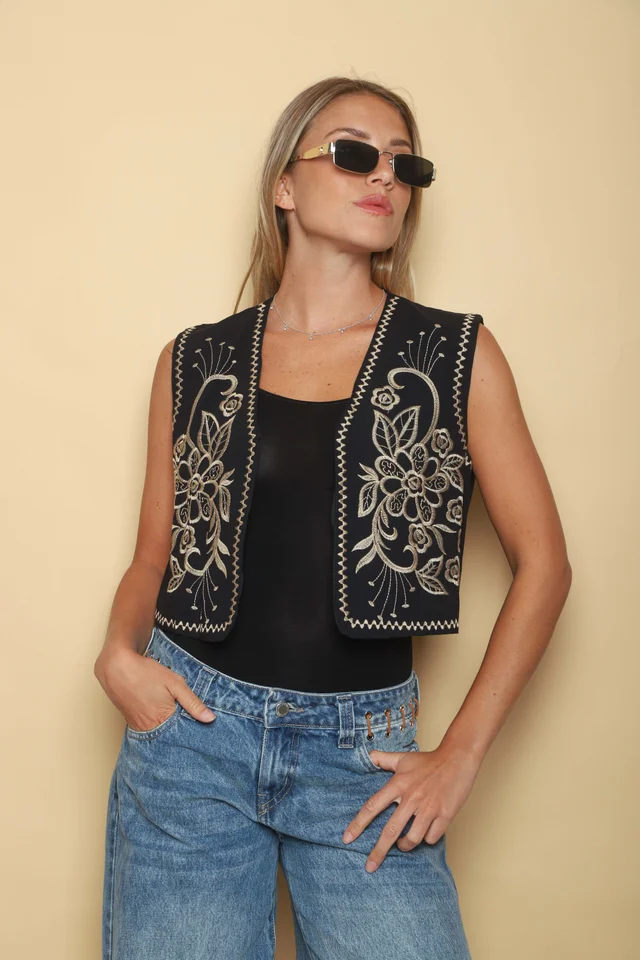 Chaleco GALERY Lino Bordado GUK70083