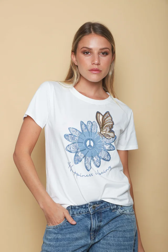 Remera HAPPINESS Bordada GU5093