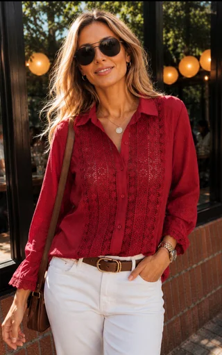 Camisa PLUMETI con Flores Caladas GUK4112 - Vista 6