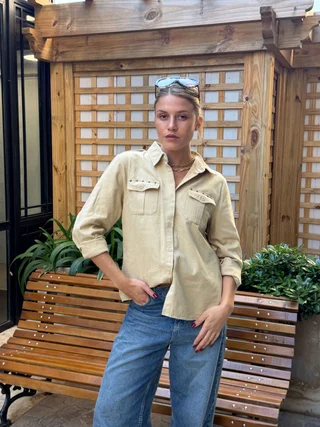  Camisa WANSEL Gabardina Bordada GU70284 - Vista 3