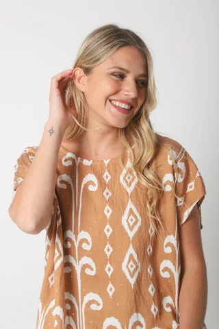 Blusa Lino Amplia Chenay Rombo c/ Strass  GU6130N - Vista 3