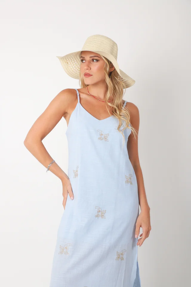 Vestido VOILA Lino bordado GUK70142-2