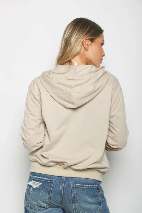 Campera Siena Beige Algodon con Cierres con Brillos GUK166