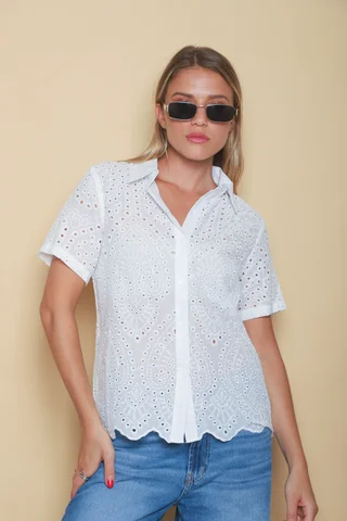 Camisa BLONDA Broderie Manga Corta GUK70107 - Vista 1