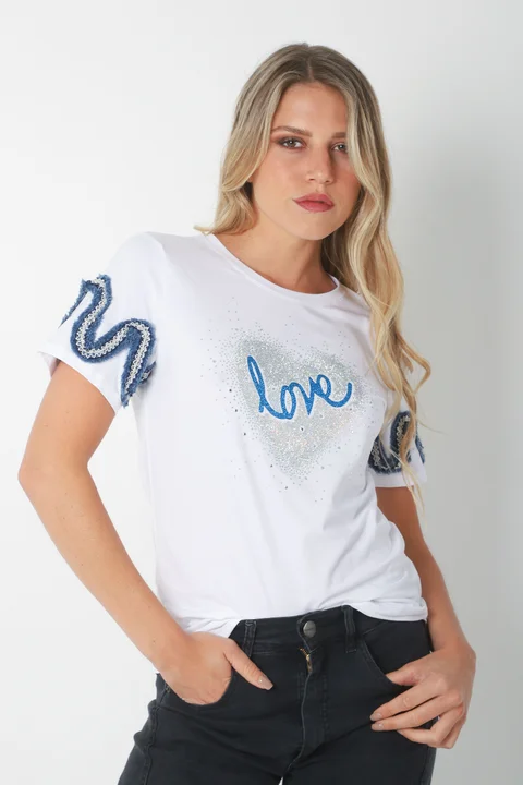 Remera BLUE LOVE STRASS GU7490