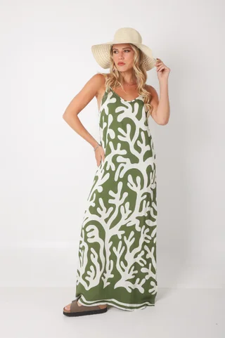 Vestido COZAMUI lino estampado GUK70142-6 - Vista 2