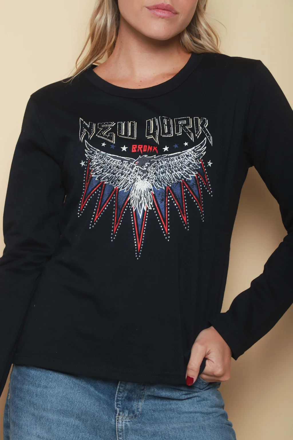 Remera NEW YORK c/strass GUK70035
