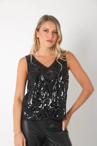 Musculosa CRYSTAL BLACK C/ Lentejuelas GU9865 - Vista 6