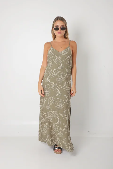 Vestido KALSY lino c/bordado GUK70142-9