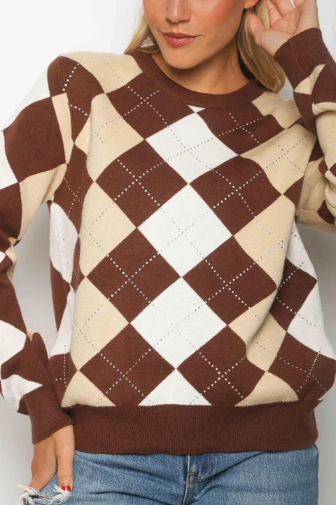 Sweater LOCH Bremer Rombo con Strass GUL840