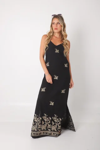 Vestido VOILA Lino bordado GUK70142-2 - Vista 4